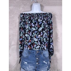 We The Free Blouse Womens XS Multicolor Floral Off Shoulder Boho Peasant